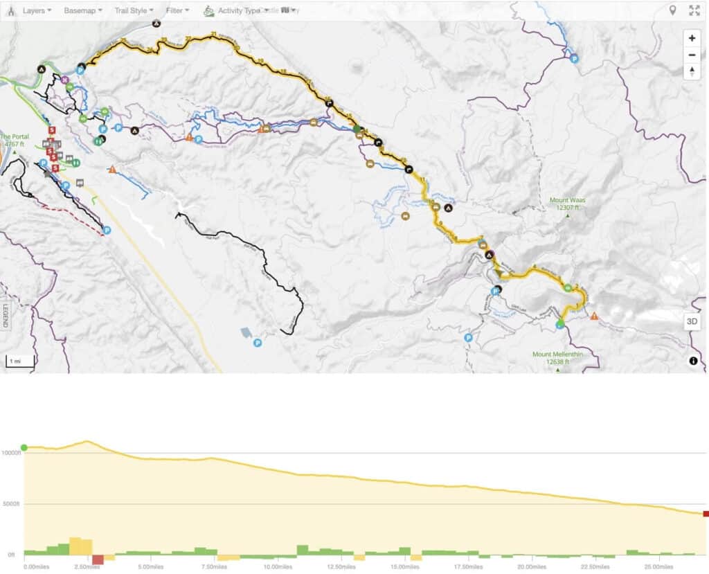 Screenshot of mountain bike route map of the Whole Enchilada in Moab