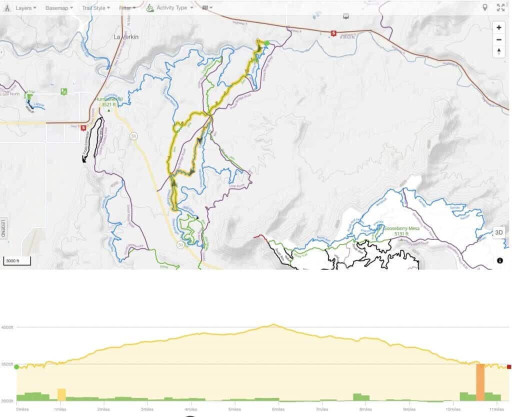 Hurricane Utah mountain bike route map