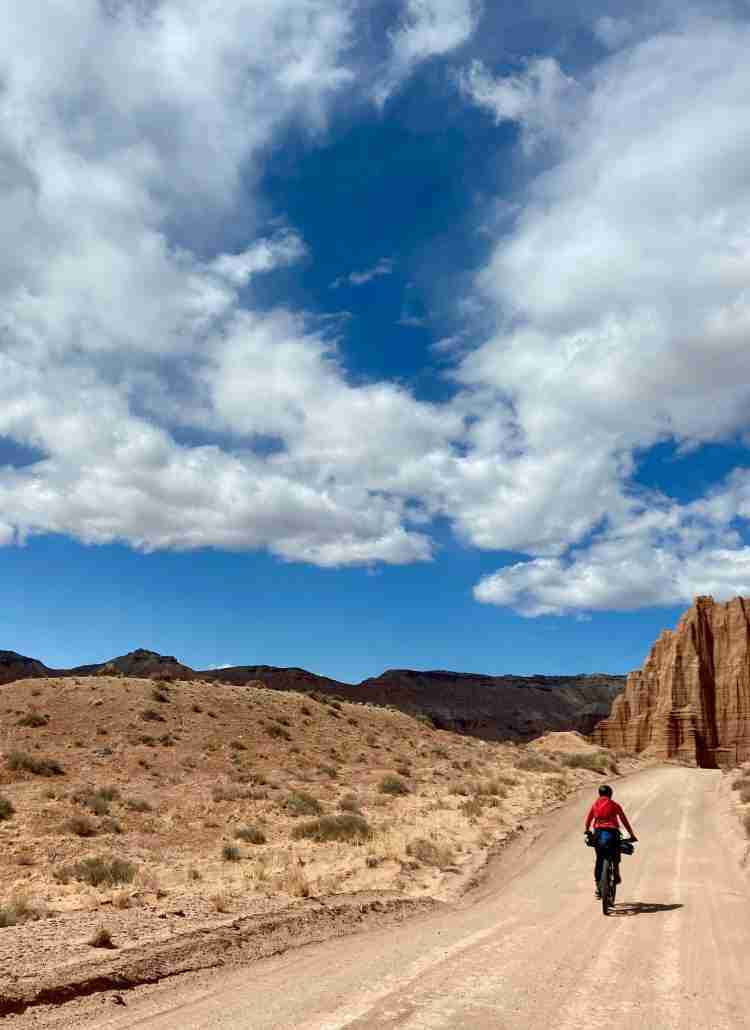 The Cathedral Valley Loop in Capitol Reef National Park is a perfect overnight bikepacking adventure with incredible views and mellow pedaling