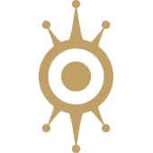Alchemy Bikes logo featuring a brown and white bullseye circle with a crown on the top and bottom