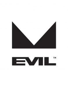 Evil Bikes logo with evil written on the bottom and two black triangles facing each other on top