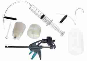 Shimano brake bleed kit // Learn the basic tools you need in your home mountain bike tool kit including wrenches, pumps, fluids, kits, and more.
