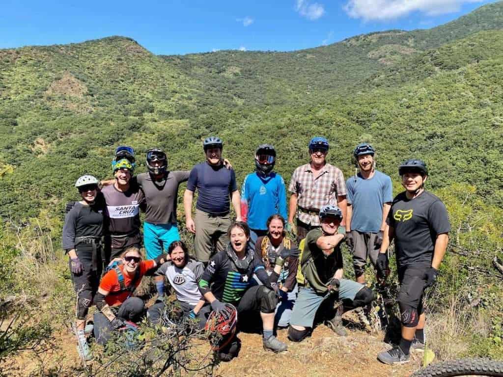 Group of mountain bikers posing for a photo on mountain bike trip to Oaxaca, Mexico