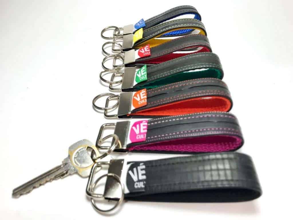 Key rings made out of upcycled bike tubes