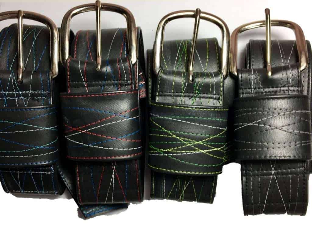 Belts made out of upcycled bike tubes