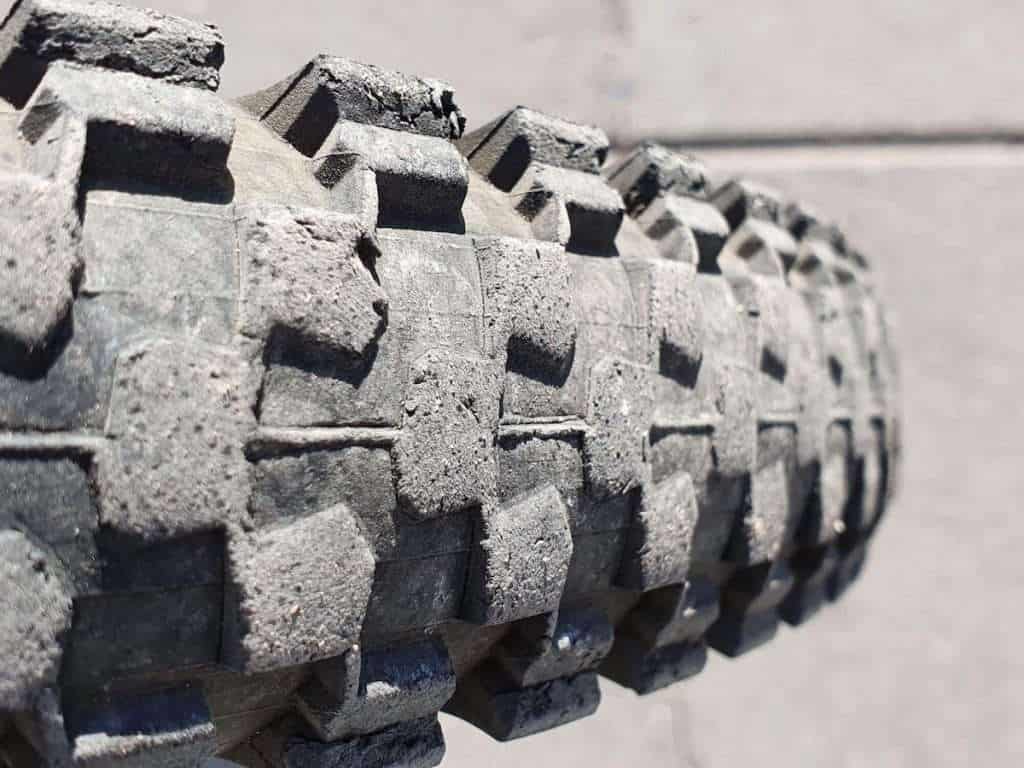Worn down mountain bike tire that needs to be replaced