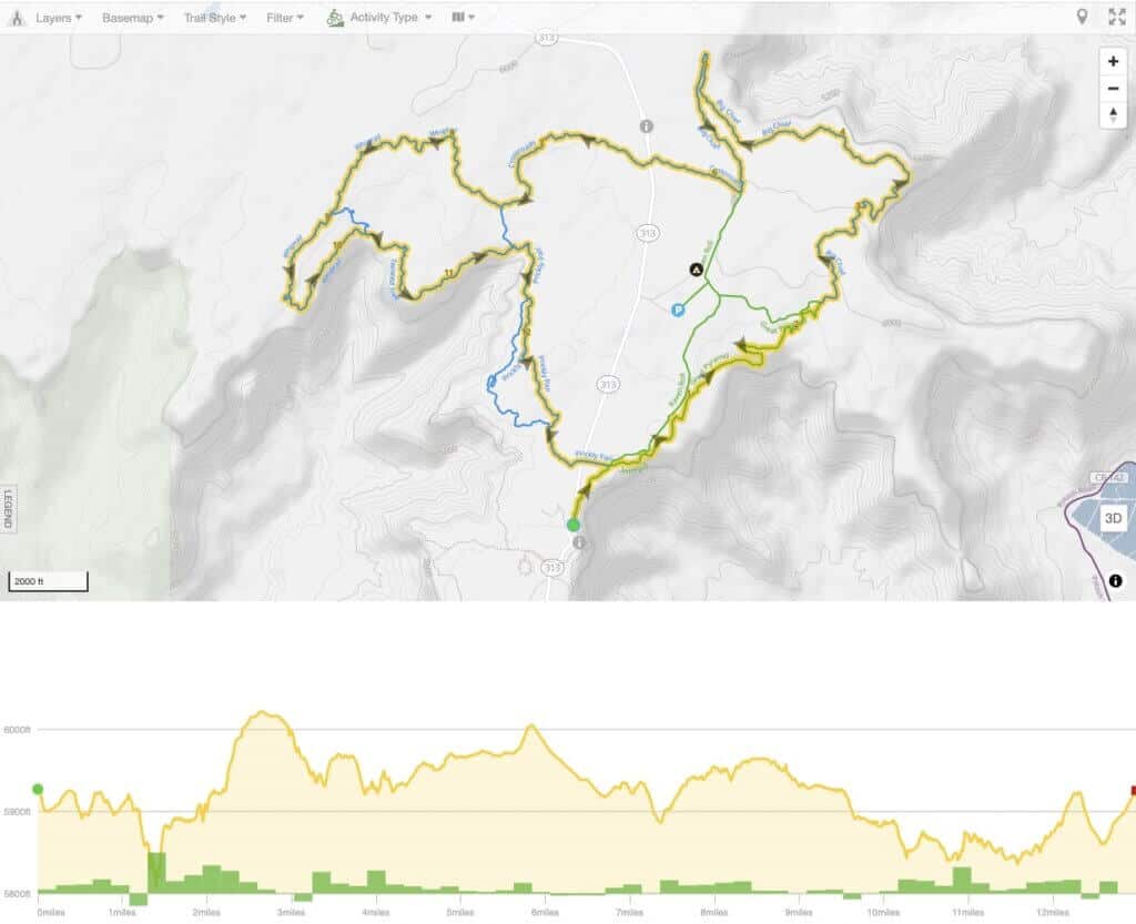 Screenshot of map of Dead Horse State Park mountain bike loop in Moab, Utah