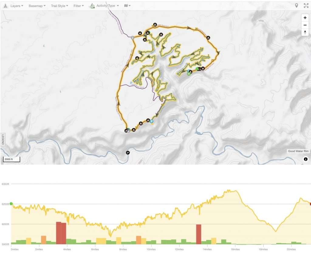 Screenshot of Good Water Rim mountain bike trail map
