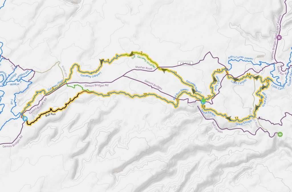 Screenshot of Mag 7 mountain bike route in Moab, Utah