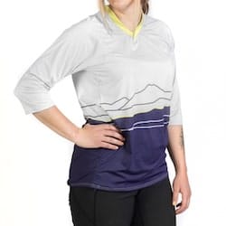 Woman modeling Ride Force mountain bike jersey