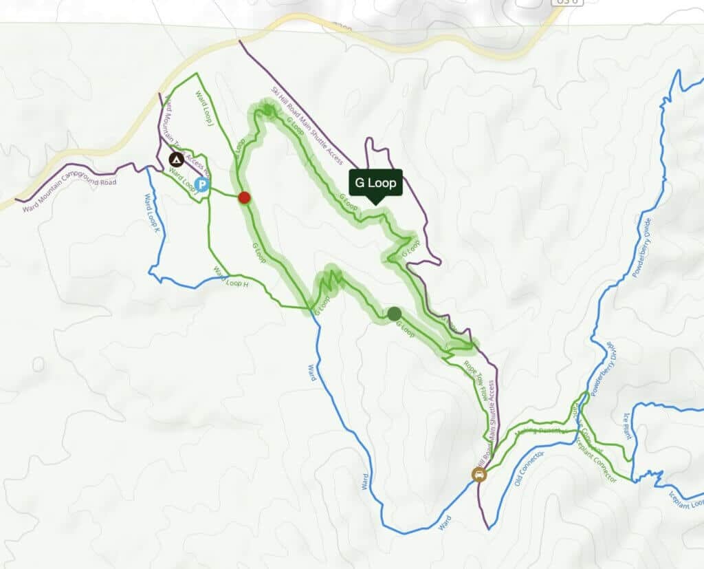 Screenshot of mountain biking loop in Ward Mountain network in Ely, Nevada