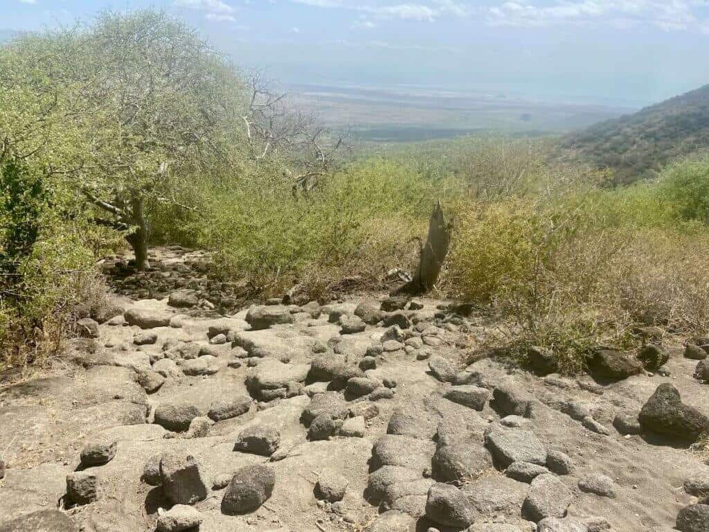 Very technical downhill rocky section on the K2N Stage Race course in Tanzania