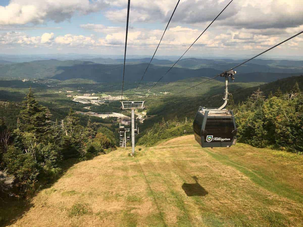 Gondola going up mountain at Killington Resort in Vermont