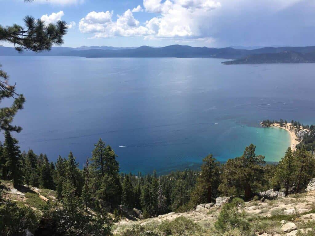 View out over Lake Tahoe from the Tahoe Flume Trail