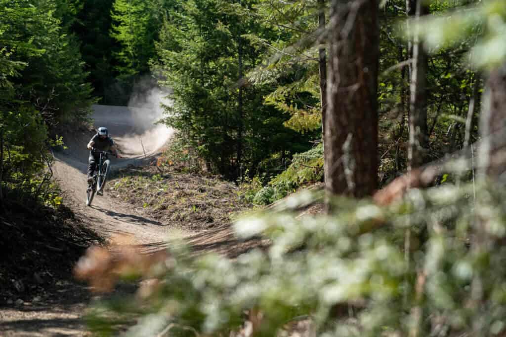 Mountain biker on trails at Legacy Bike Park in Montana