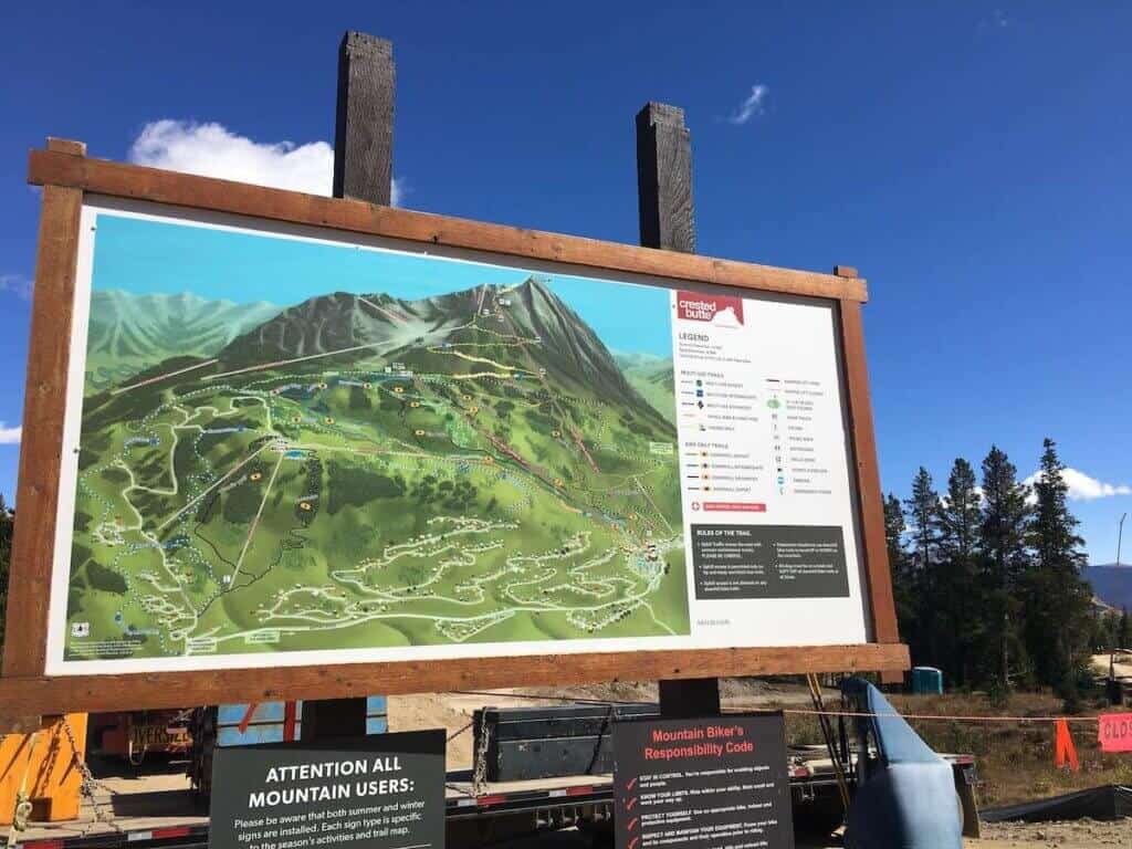 Trail map at Crested Butte Bike Park in Colorado