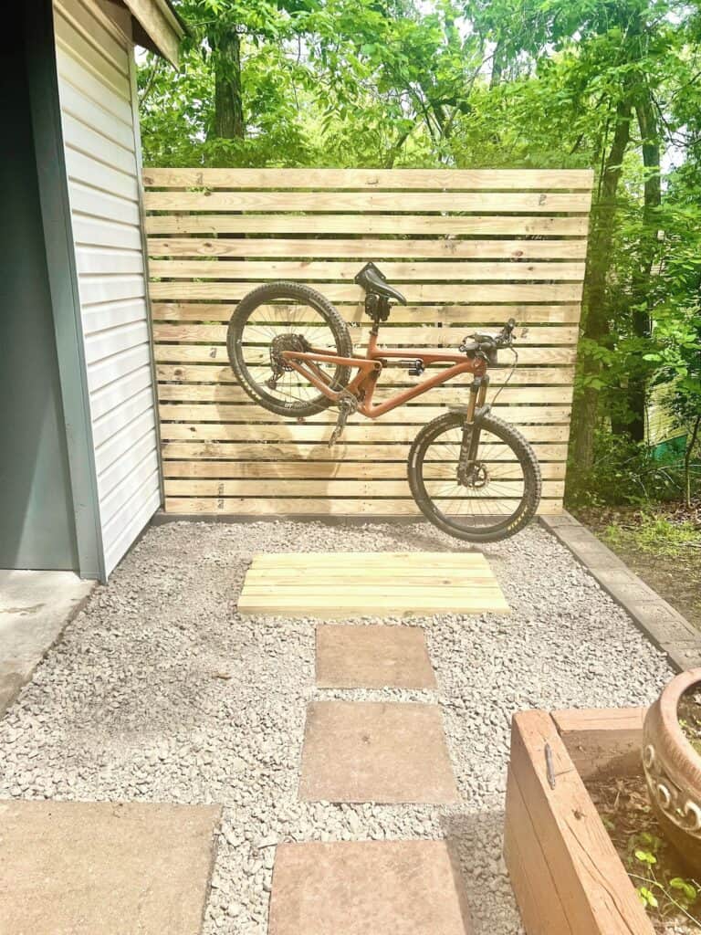 a bicycle on bike wash stand