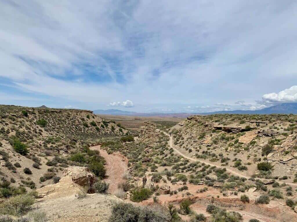 View out over singletrack trail in Utah desert