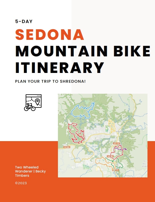 Screenshot of Sedona Mountain Bike Itinerary cover page with map