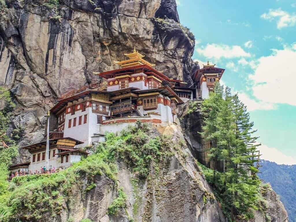 Tigers Nest Monastery perched on cliff in Bhutan