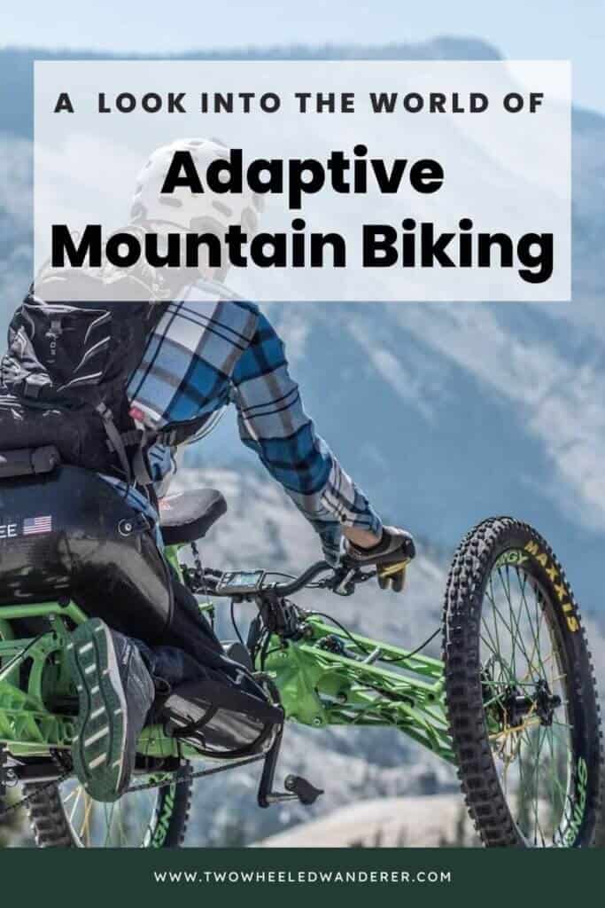 Adaptive mountain biker on three-wheeled bike in mountains