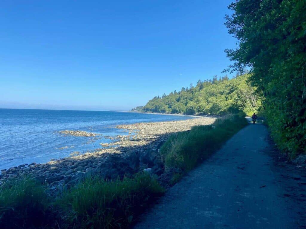 Olympic Discovery Trail in Washington running parallel to rocky beach