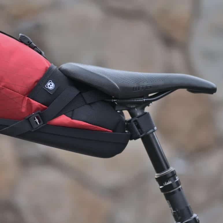 Rogue Panda Ripsey Seat Post Bag on bike saddle