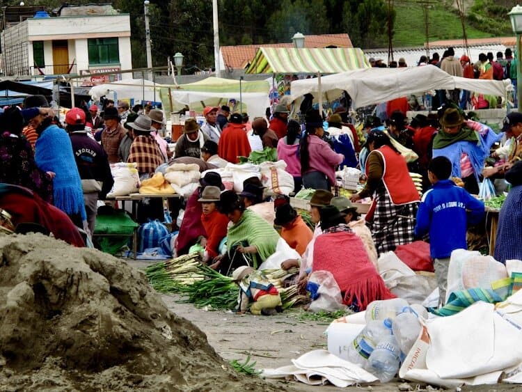 Crowd at Zumbahua Market in Ecuador