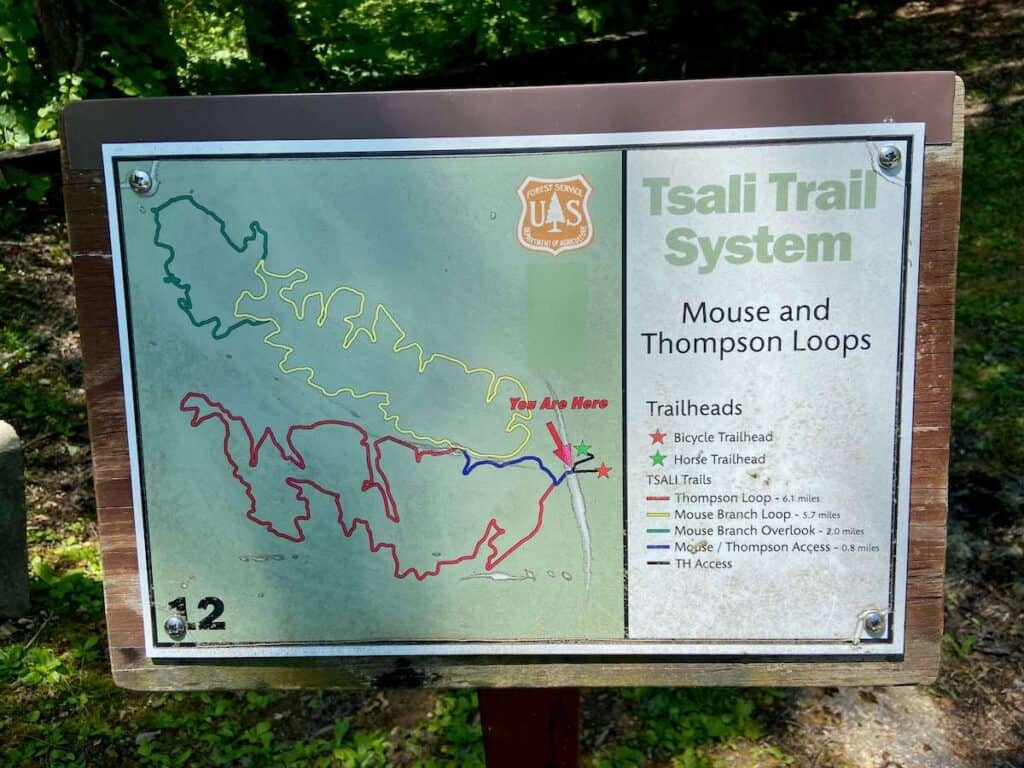Tsali Loop Trail Map for Thompson and Mouse Branch loops