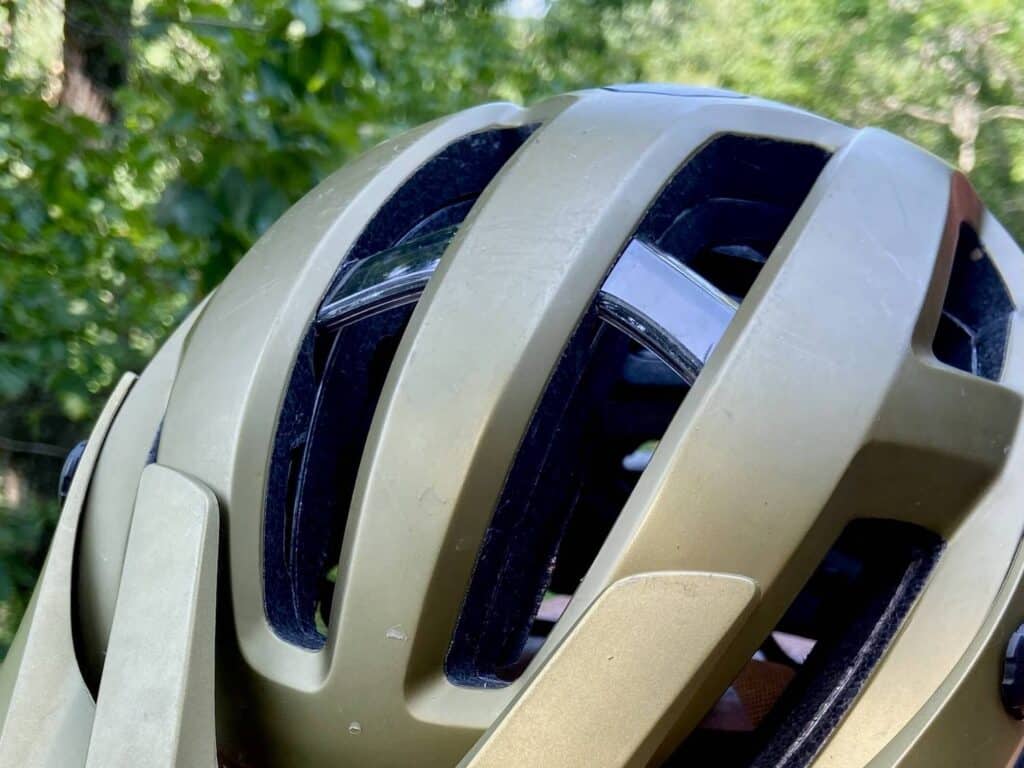 Close up of large vents on Giro Manifest mountain bike helmet