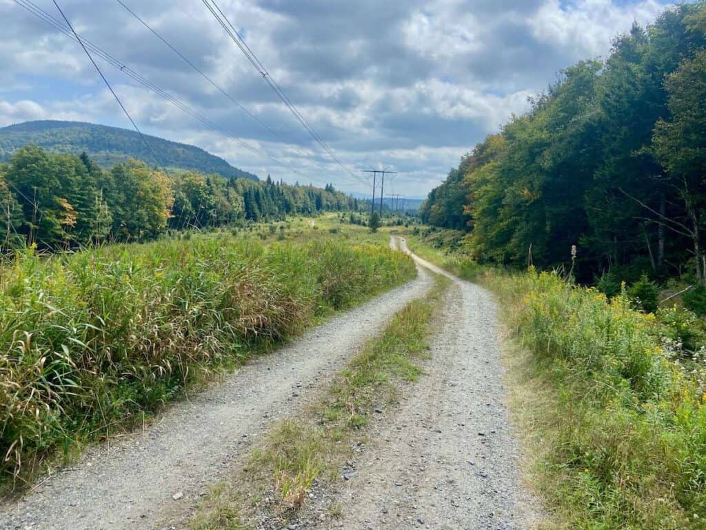 Power line road in Vermont on the VTXL bikepacking route