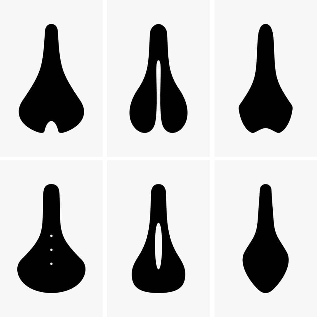 Bike saddle shapes from the top