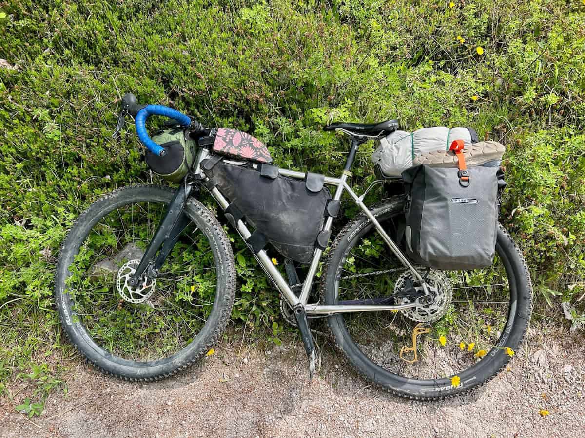 Loaded bikepacking bike