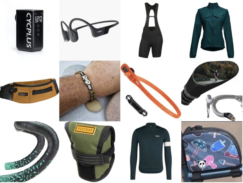 Collage of different gifts for cyclists