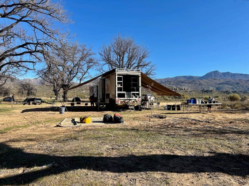 Large overland truck at campgrounda